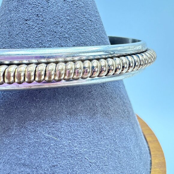 VTG 12k Gold Filled Sterling Silver 925 Open Cuff Bracelet Size 7.5" Fit - Picture 3 of 11